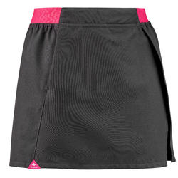 兒童款健行短褲裙MH100－黑色／粉紅色