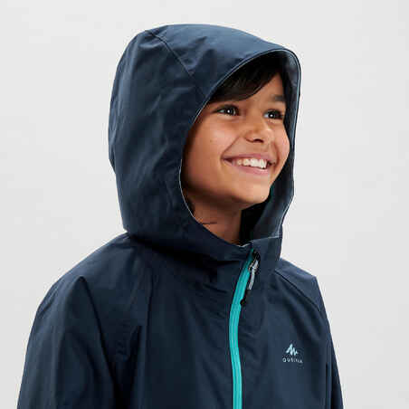 Kids’ Waterproof Hiking Jacket - MH500 Aged 7-15 - Blue - Decathlon