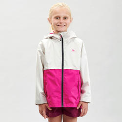Kids' Hiking Waterproof Jacket MH500 7-15 Years - beige and pink