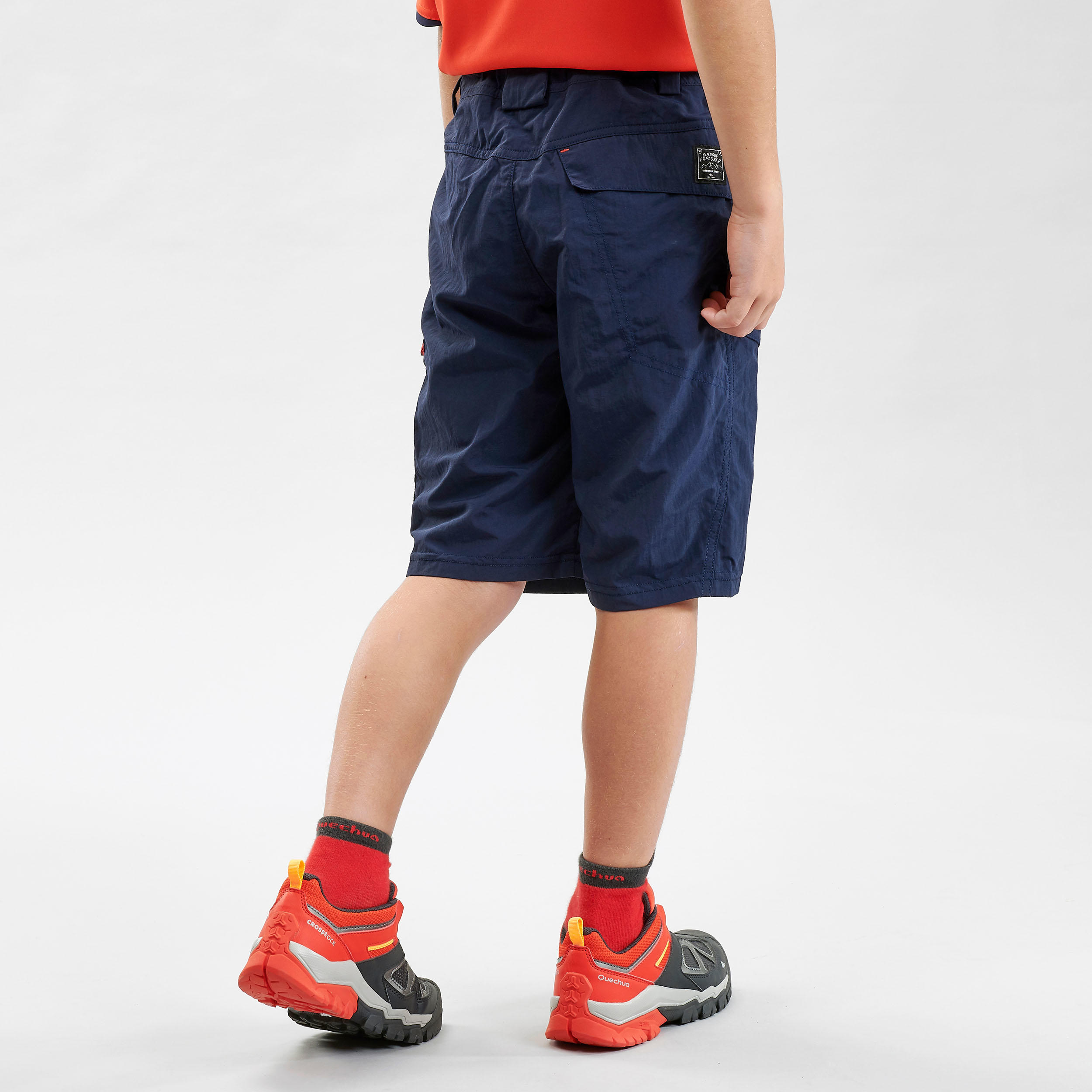 Kids’ Hiking Shorts MH 500 Navy Blue steel blue, Vermilion