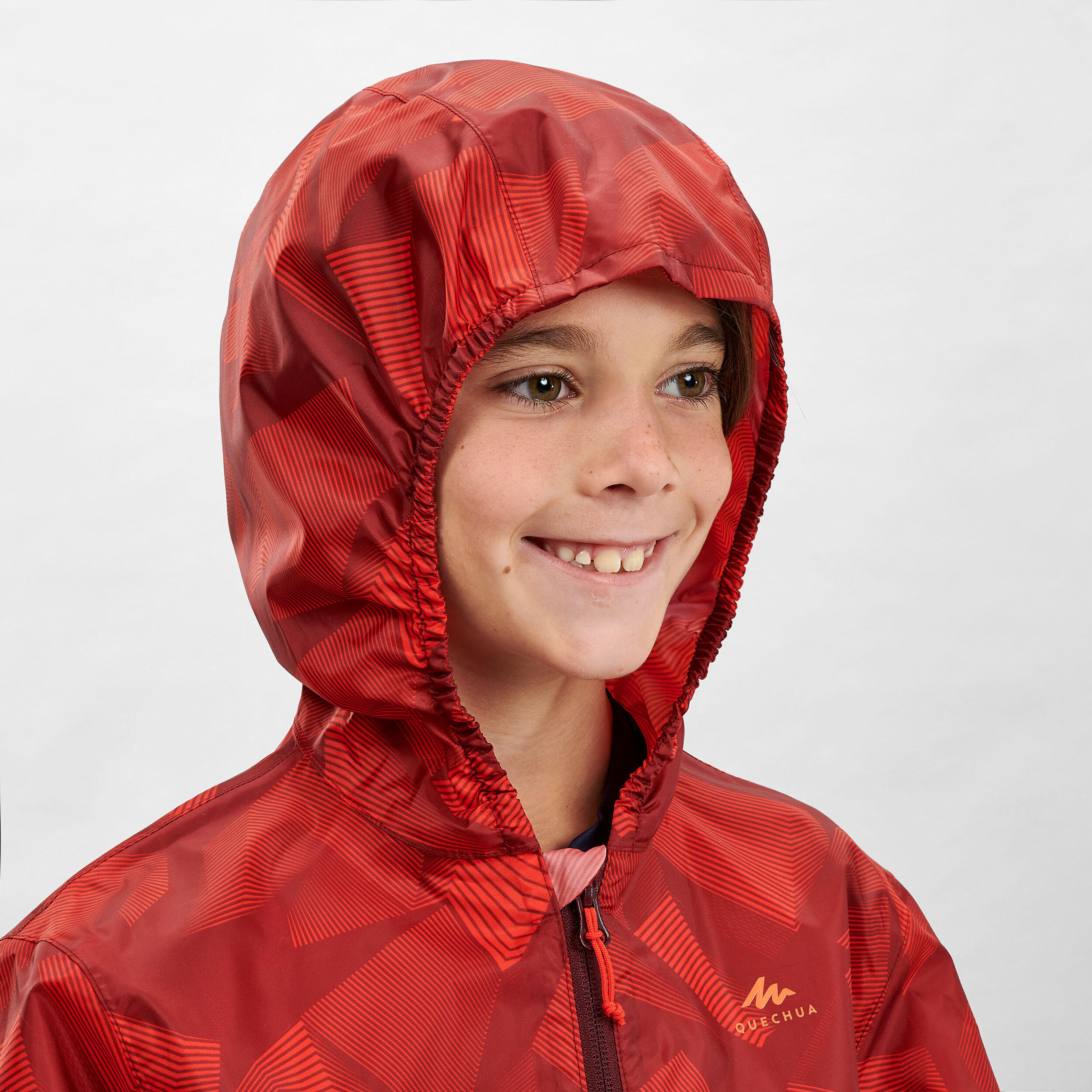 Kids’ Waterproof Hiking Jacket - MH150 Aged  7-15 - Red 5/8
