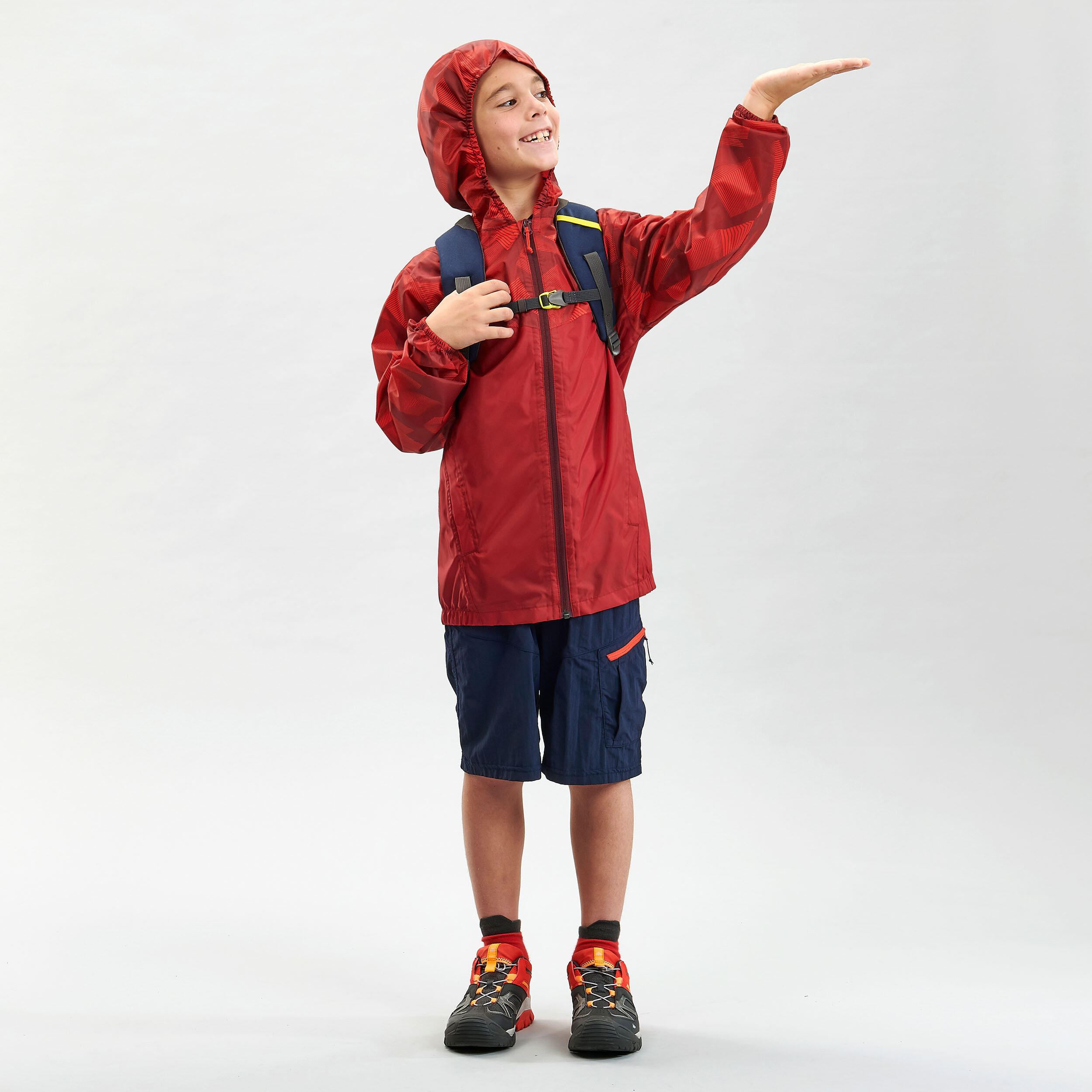 Kids’ Waterproof Hiking Jacket - MH150 Aged  7-15 - Red 2/8