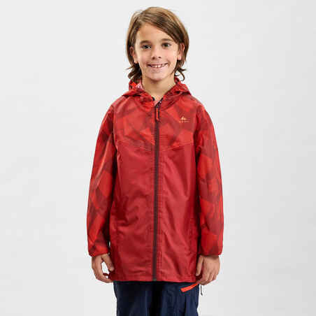 Rdeča vodoodporna pohodniška jakna MH150 za otroke od 7 do 15 let
