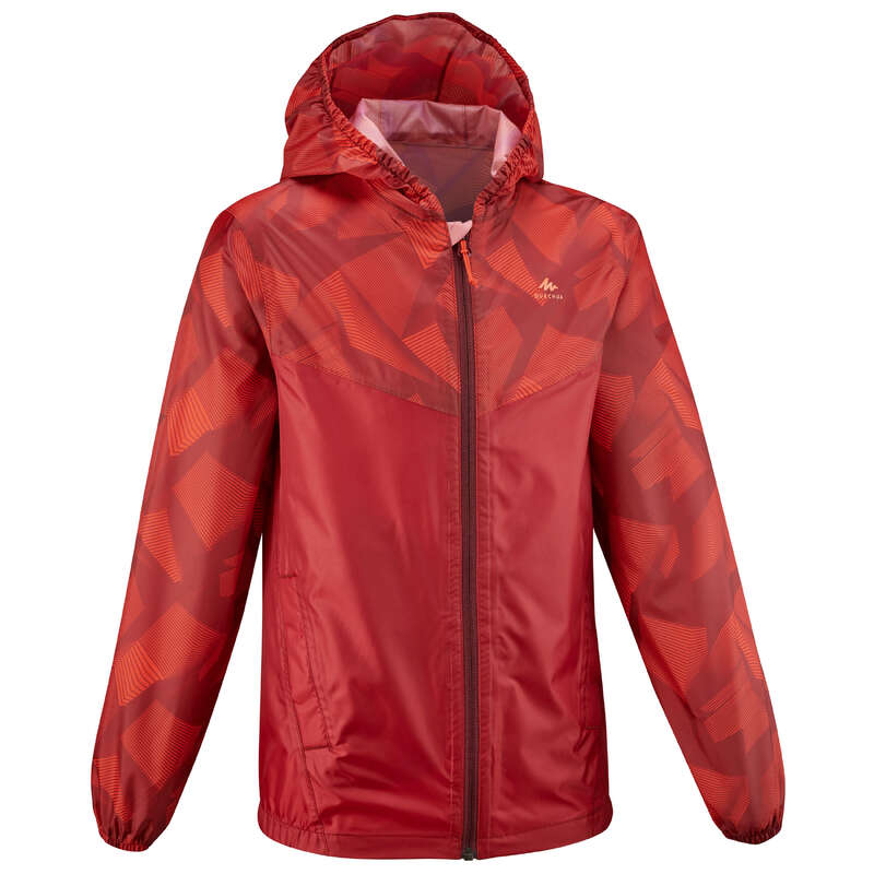 QUECHUA Kids' waterproof hiking jacket MH150 Red