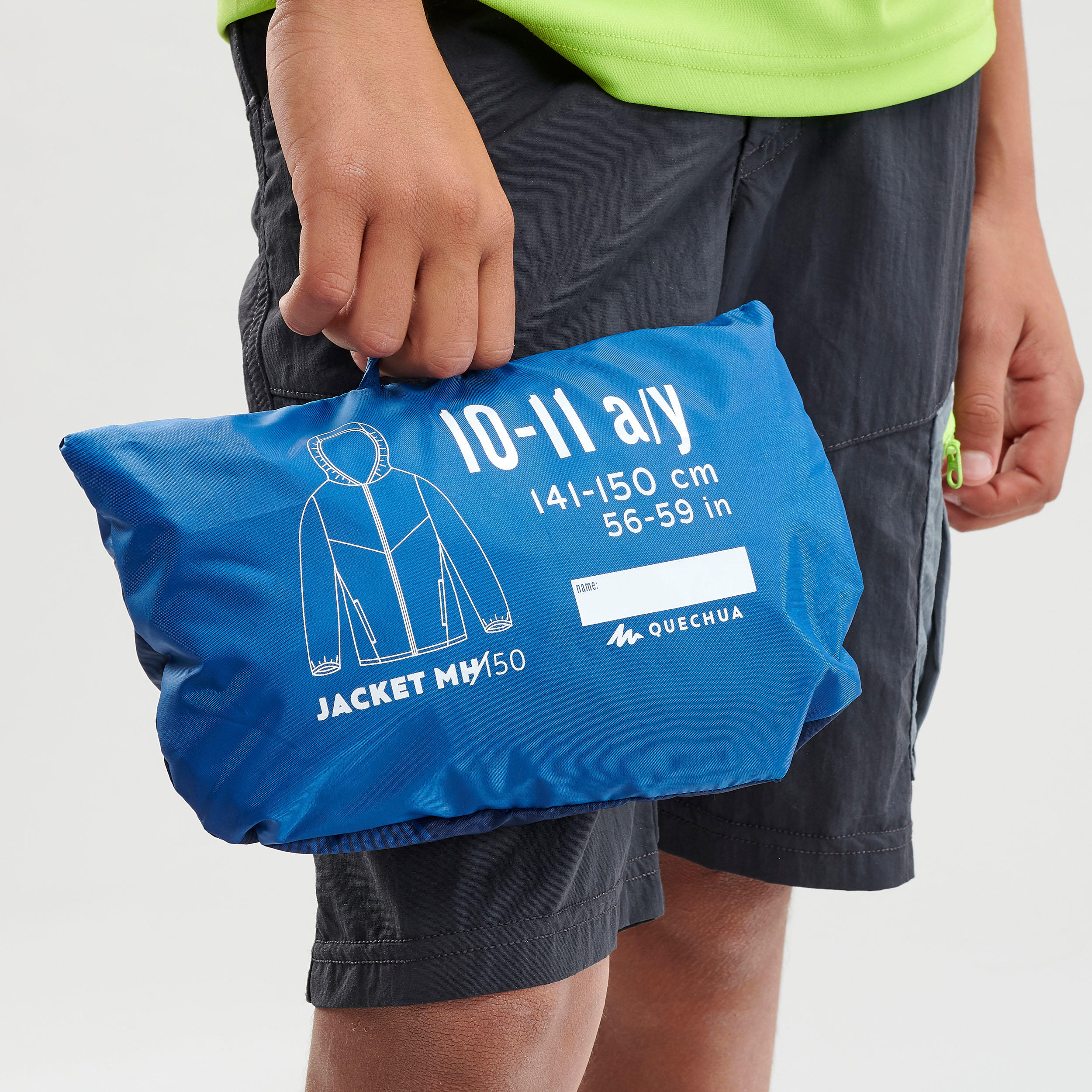 Kids’ Hiking Waterproof Jacket MH150 7-15 Years - blue 7/8