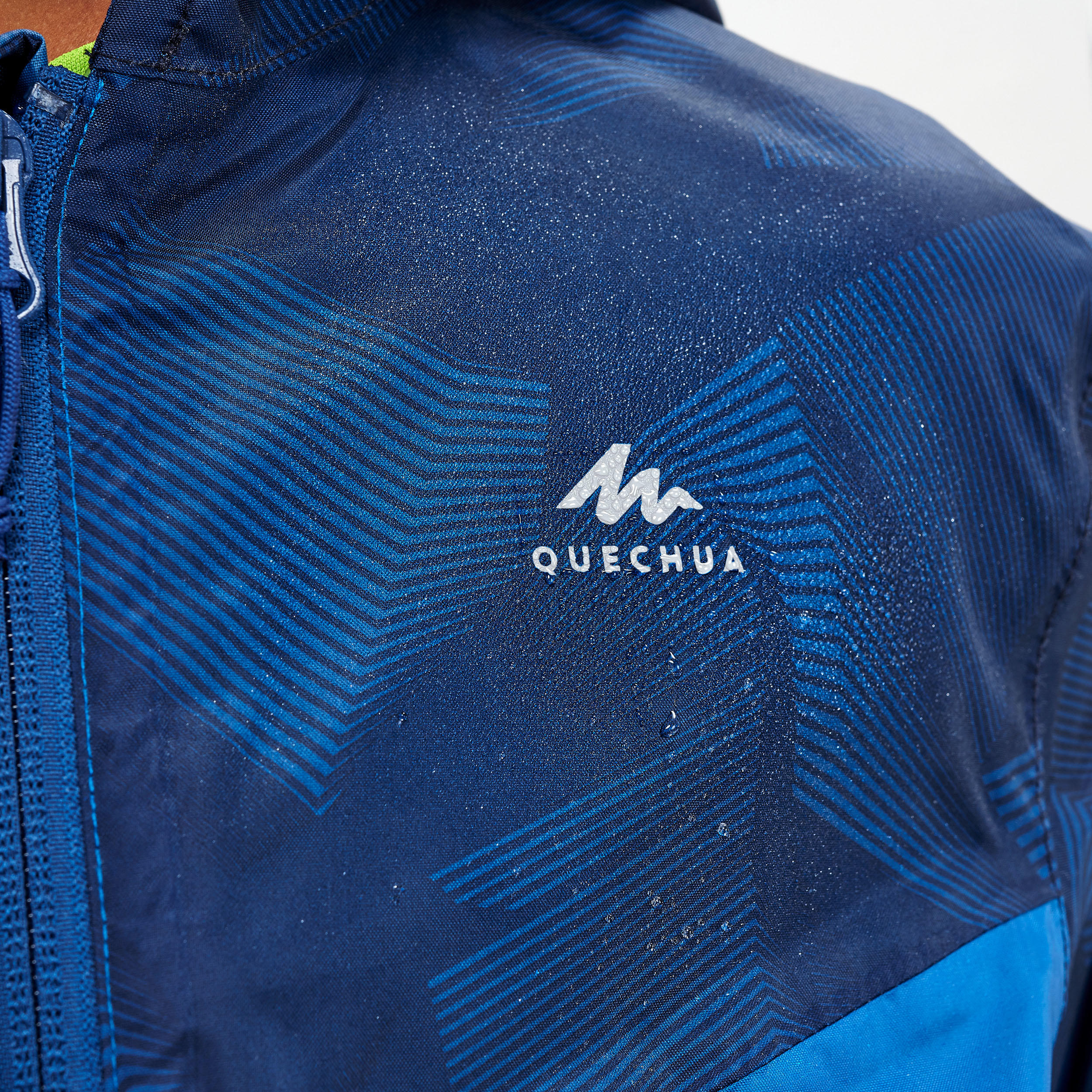 Куртка водонепроницаемая для походов для детей 7–15 лет синяя MH150 QUECHUA