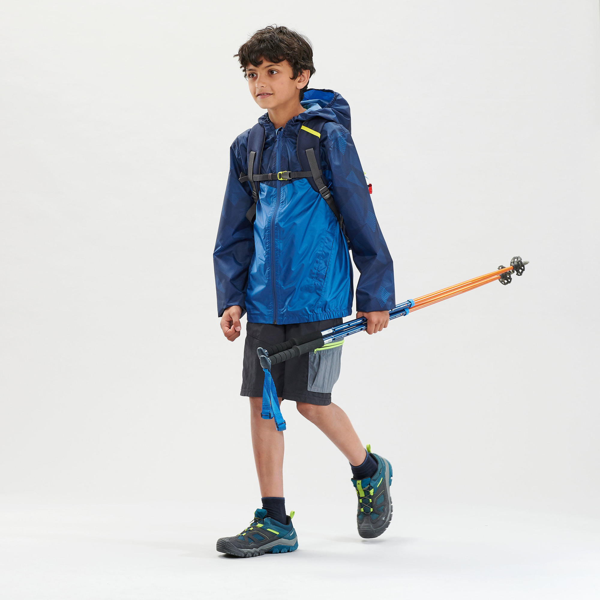 Kids’ Hiking Waterproof Jacket MH150 7-15 Years - blue 2/8