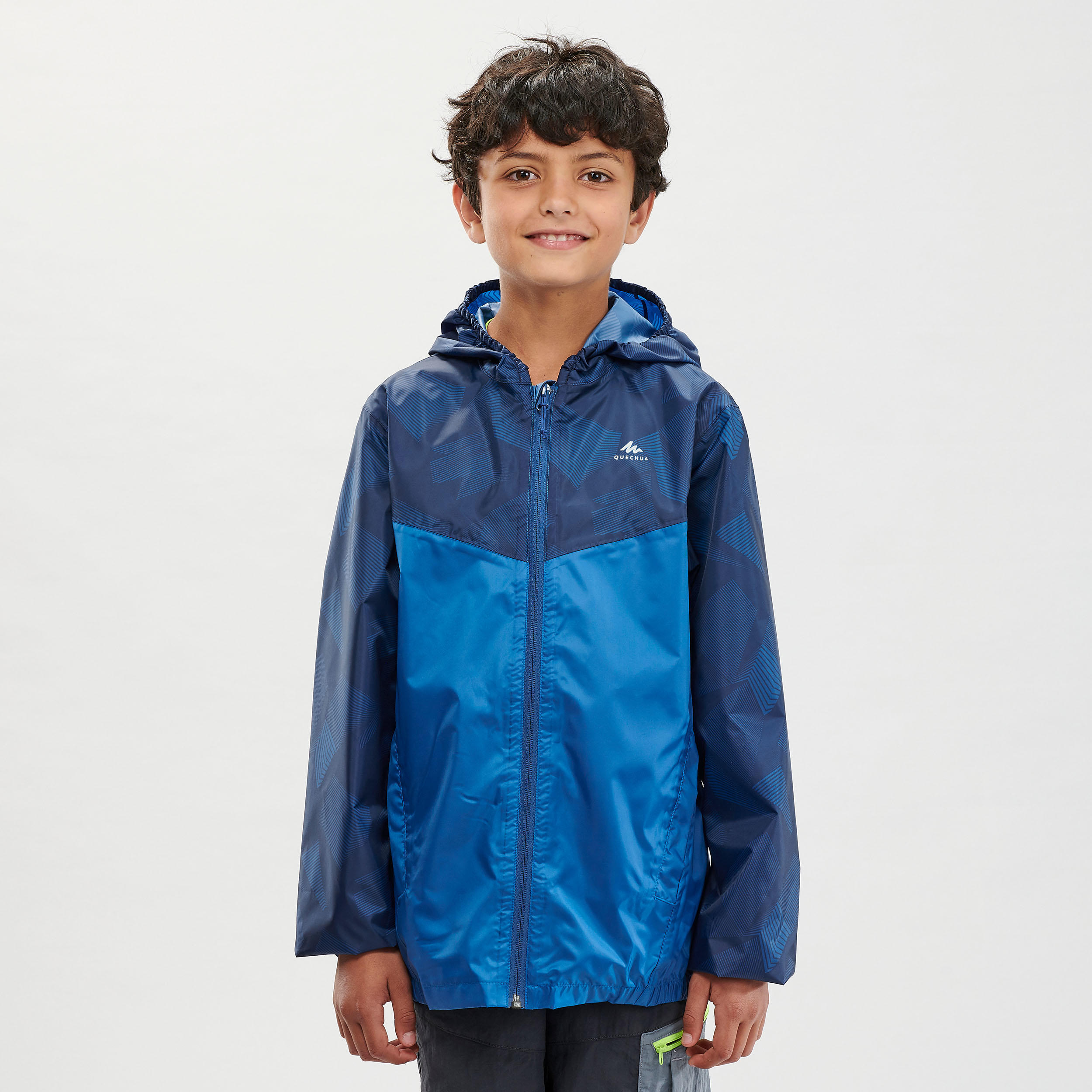 Kids’ Hiking Waterproof Jacket MH150 7-15 Years - blue 1/8