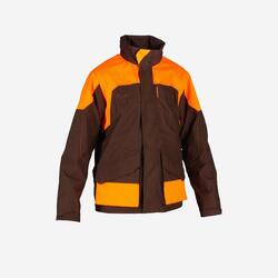 Veste Chasse Imperméable Renfort 520 fluo/marron