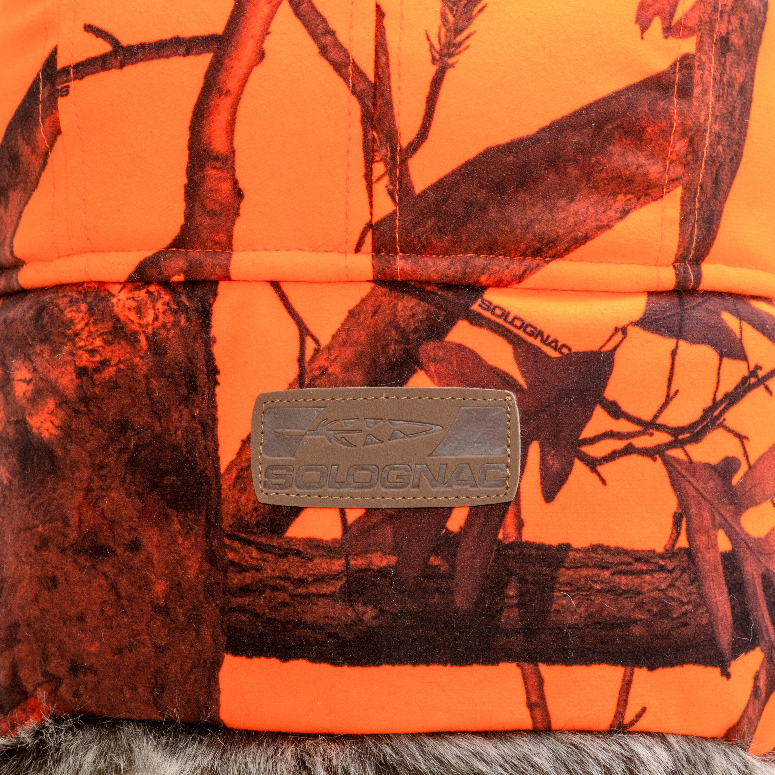 Gorro Caza Solognac Adulto Calido Orejeras Camo Naranja Fluo Alta Visibilidad 8/10