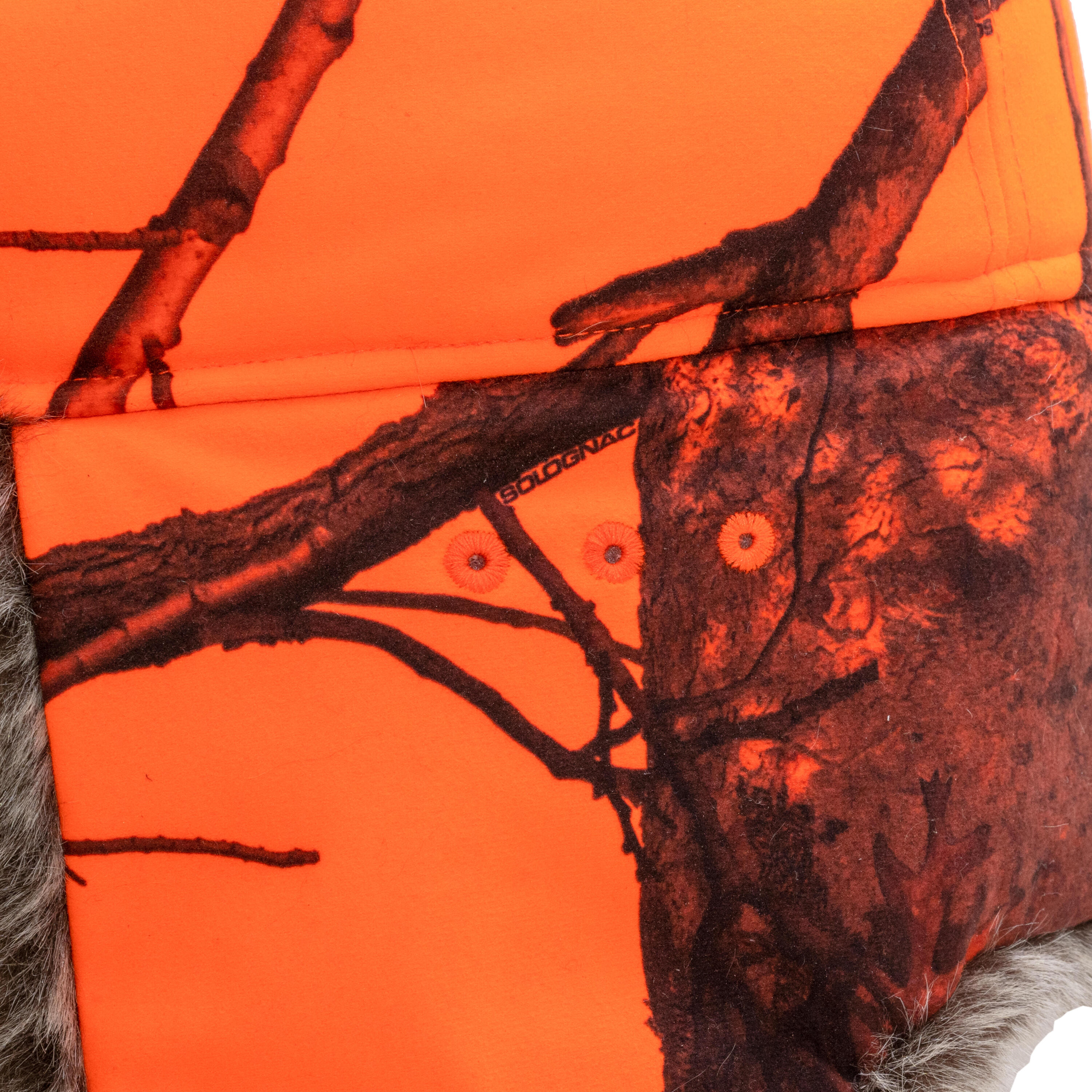 Gorro Caza Solognac Adulto Calido Orejeras Camo Naranja Fluo Alta Visibilidad 10/10