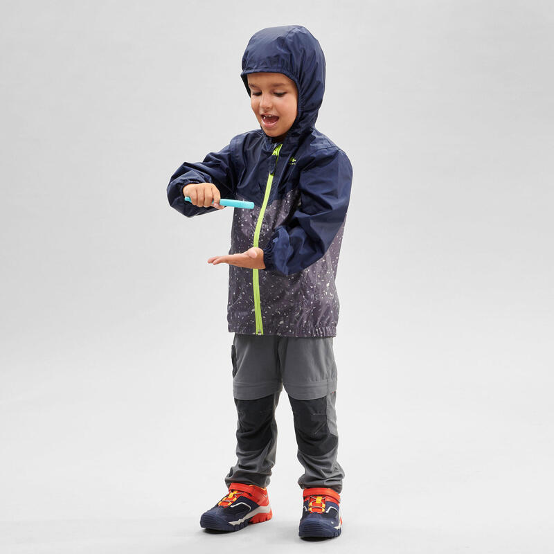 Dětská turistická nepromokavá bunda se zipem MH 100 