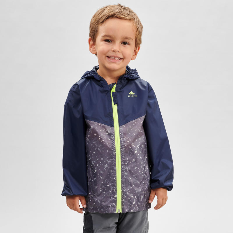 Kids' waterproof hiking jacket - MH150 - Blue/grey