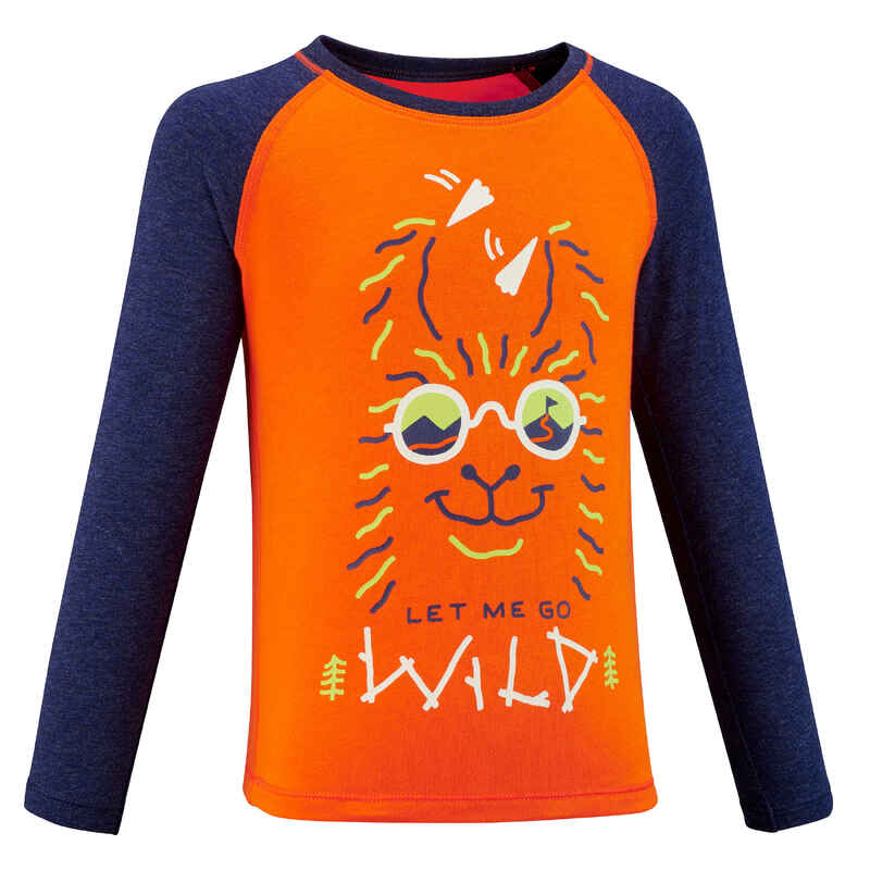 T-shirt Hiking ANTI-UV Lengan Panjang Anak - MH150 Usia 2-6 - Oranye