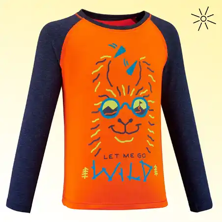 T-shirt Hiking ANTI-UV Lengan Panjang Anak - MH150 Usia 2-6 - Oranye