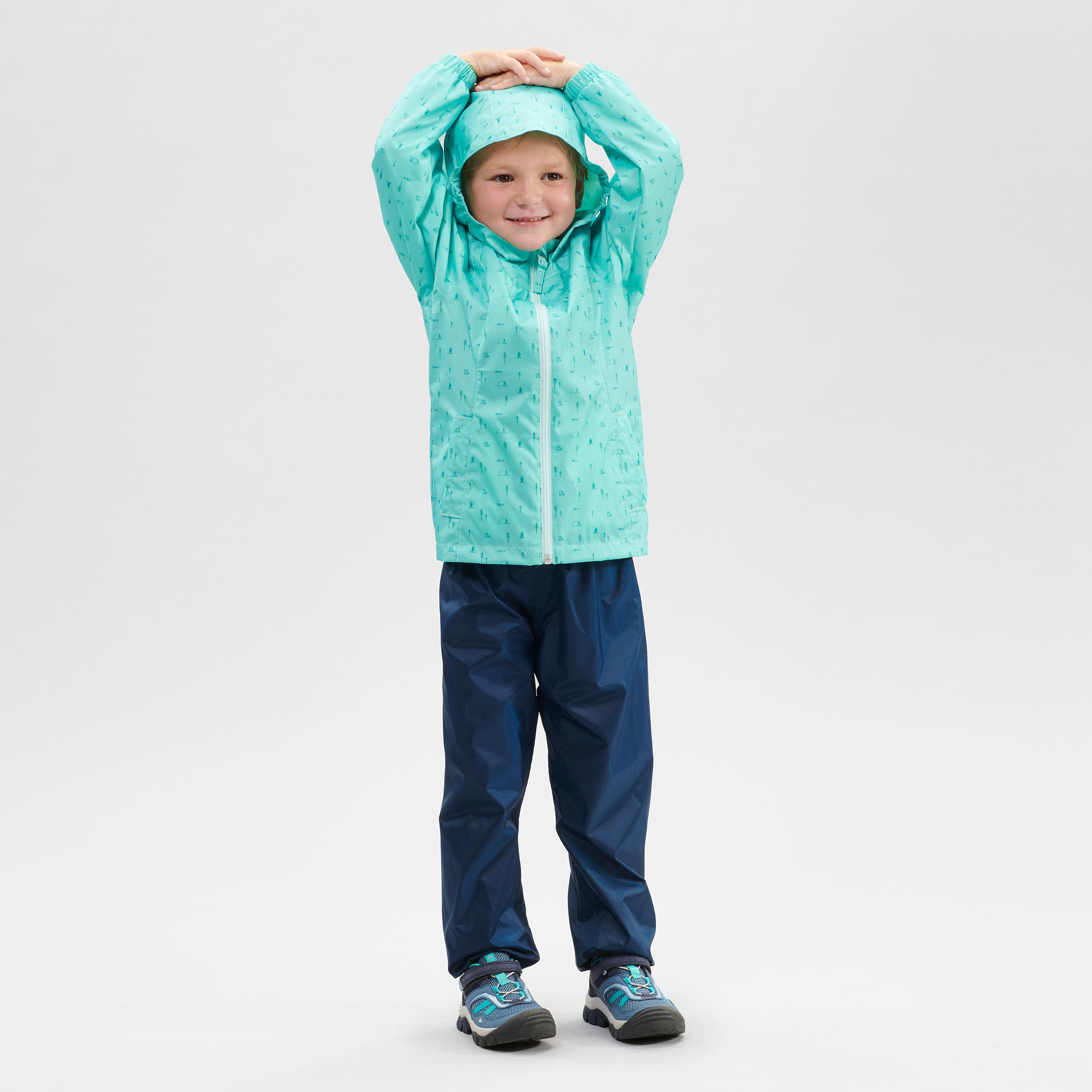 Sobrepantalón de senderismo impermeable niños 2-6 años, MH100 azul negro  3/5