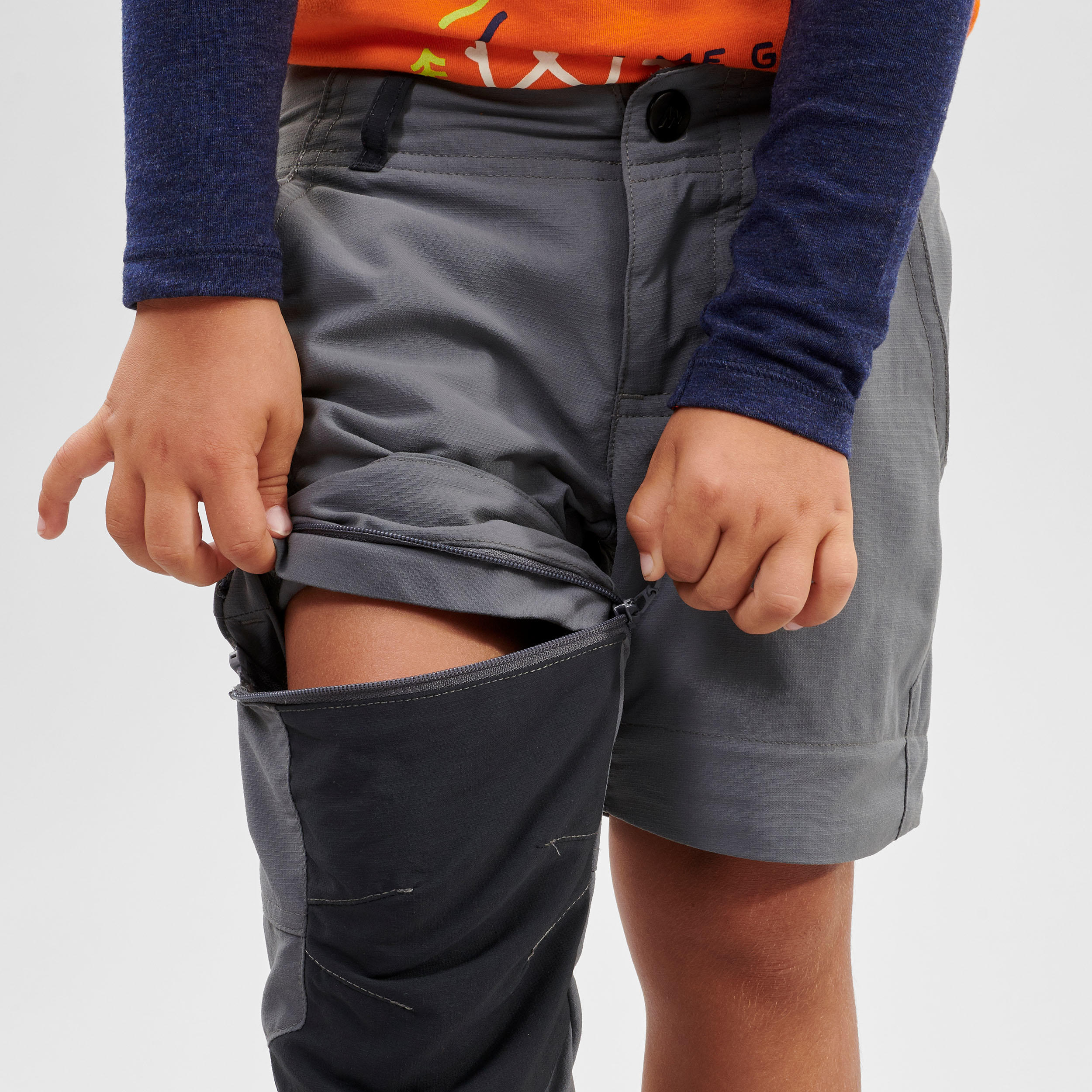 Pantalon de randonnée modulable enfant - MH 500 gris - QUECHUA