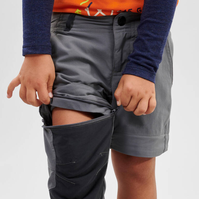 Kids’ Modular Hiking Trousers - MH500 KID Aged 2-6 YEARS - Grey