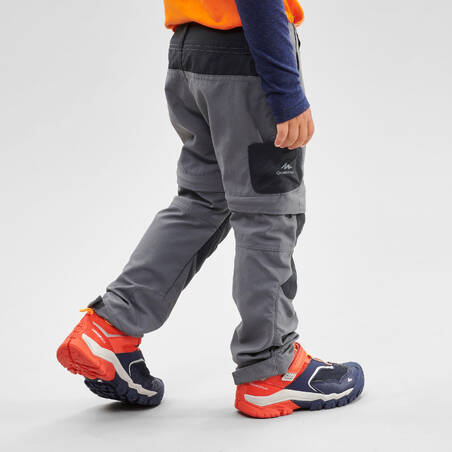 Kids’ Modular Hiking Trousers - MH500 KID Aged 2-6 YEARS - Grey