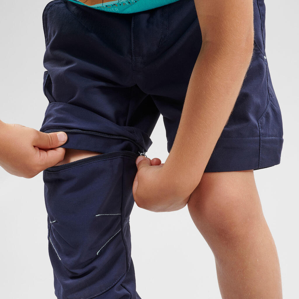 Detské odopínateľné turistické nohavice MH500 pre 2 až 6 rokov modré