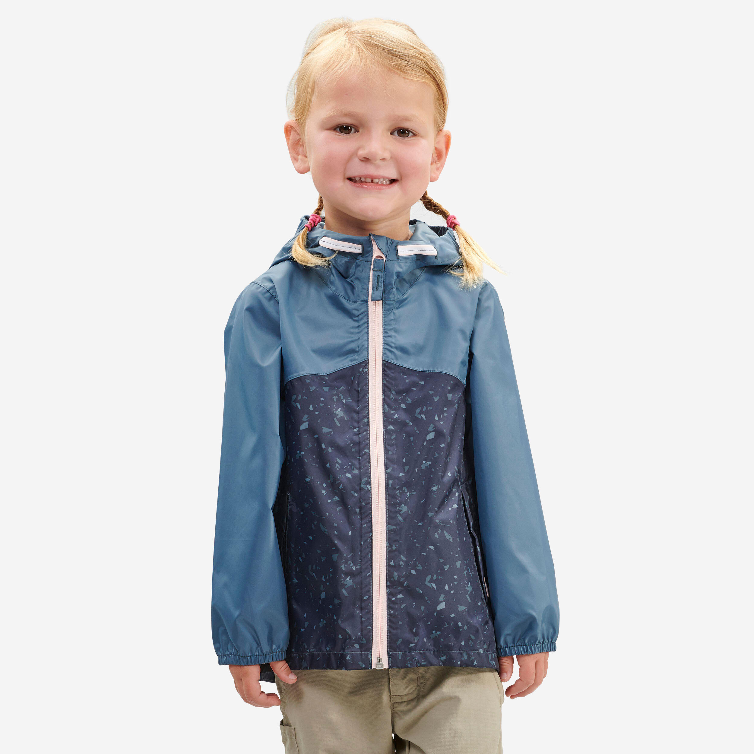 Quechua - Veste Imperméable De Randonnée Enfant - Mh100 Zip - 2-6 Ans - Veste - Randonnee Junior - Bleu - 4 À 6 Ans - Decathlon