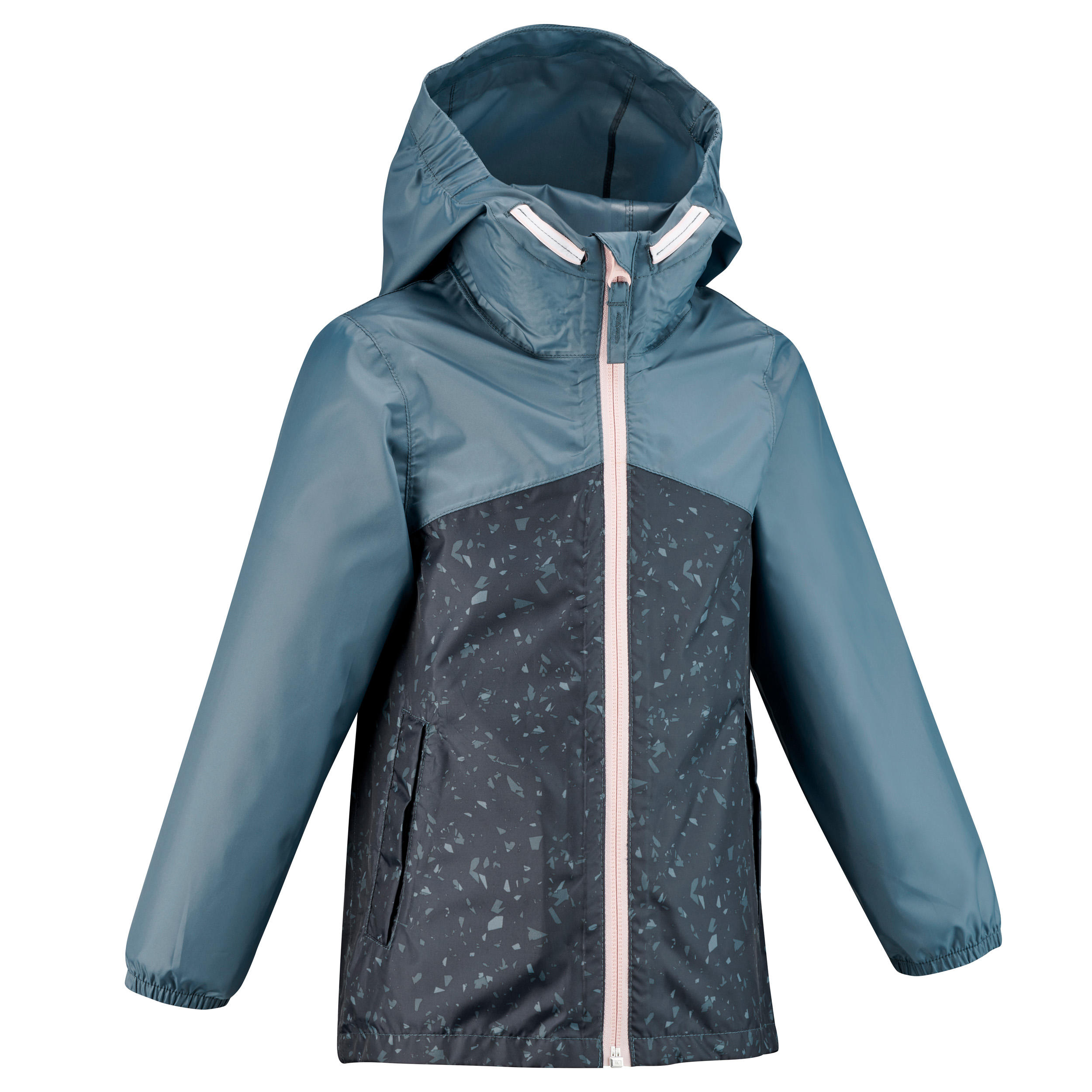 QUECHUA Detská turistická nepremokavá bunda MH100 2-6 rokov modrá 103-112 cm