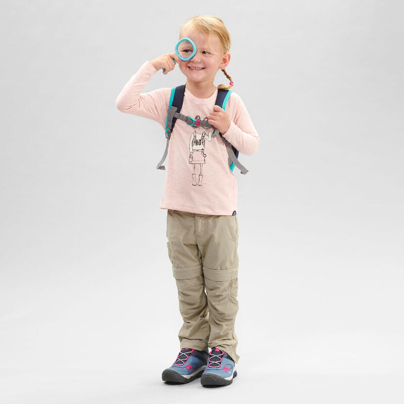 Camiseta de montaña trekking protección solar Niños 2-6 años Quechua MH150 rosa