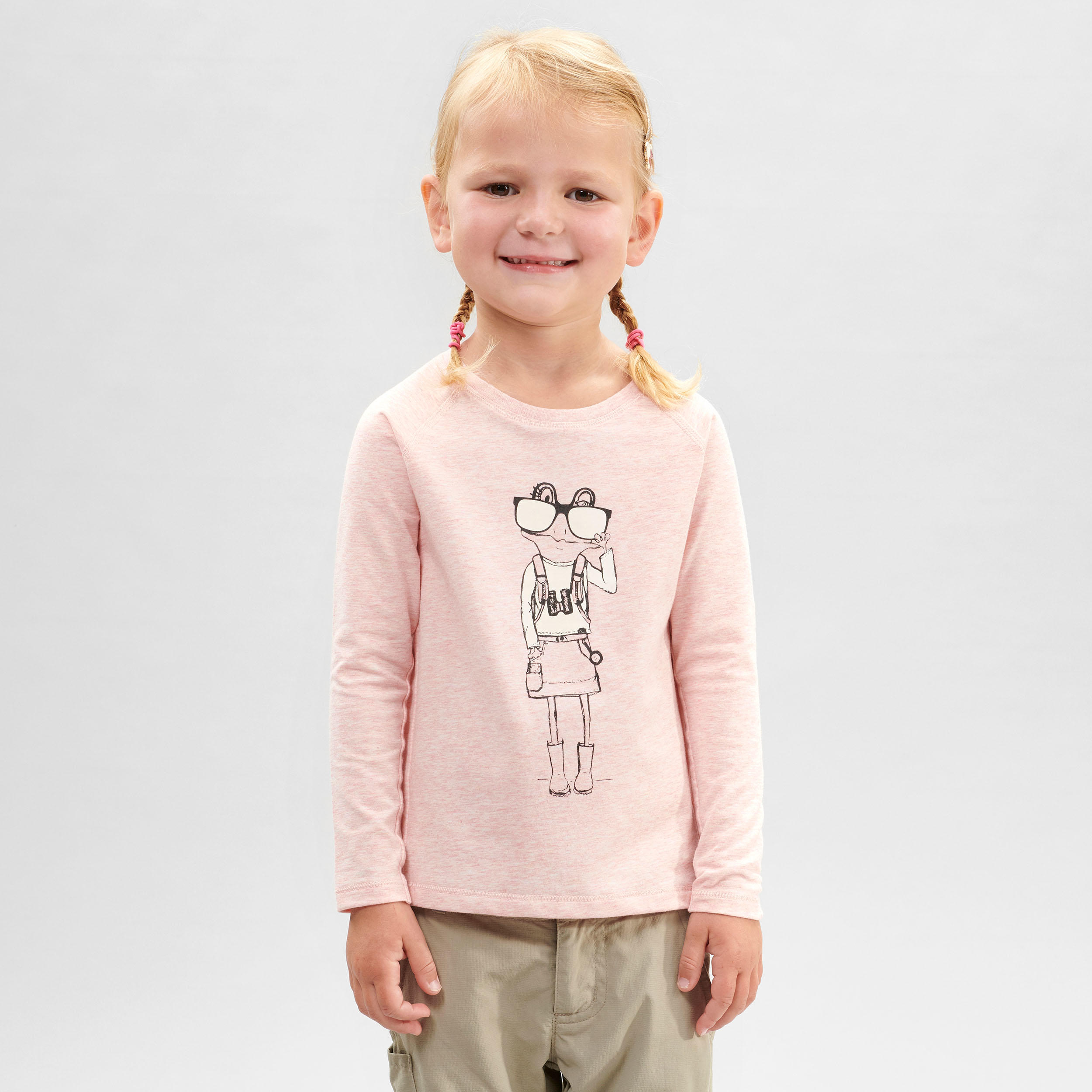 QUECHUA Camiseta de montaña trekking protección solar Niños 2-6 años Quechua MH150 rosa