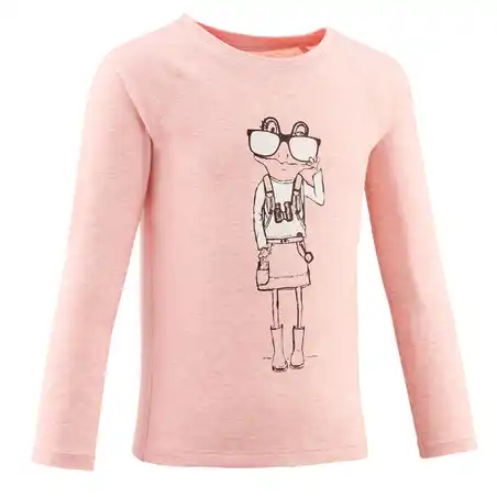 T-shirt Hiking Lengan Panjang ANTI-UV Anak - MH150 - Pink - anak 2-6 TAHUN