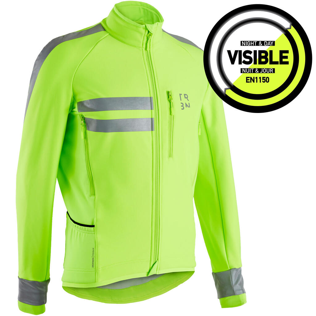 CHAMARRA CICLISMO INVIERNO HOMBRE Triban RC500 VISIBLE AMARILLO FLUO EN1150
