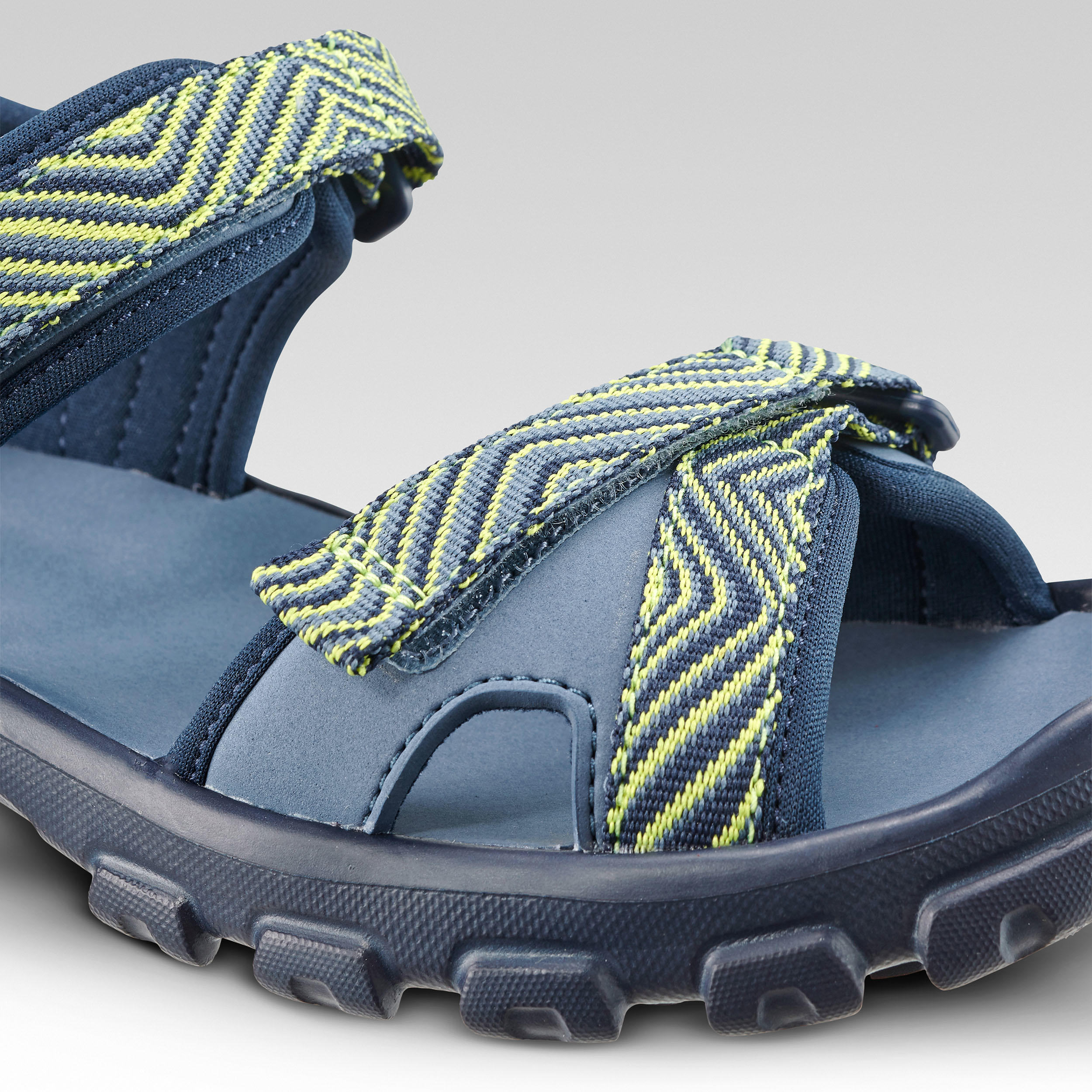 Kids’ Hiking Sandals MH100 TW - Blue and Yellow - Junior UK size 13 to 4 9/9