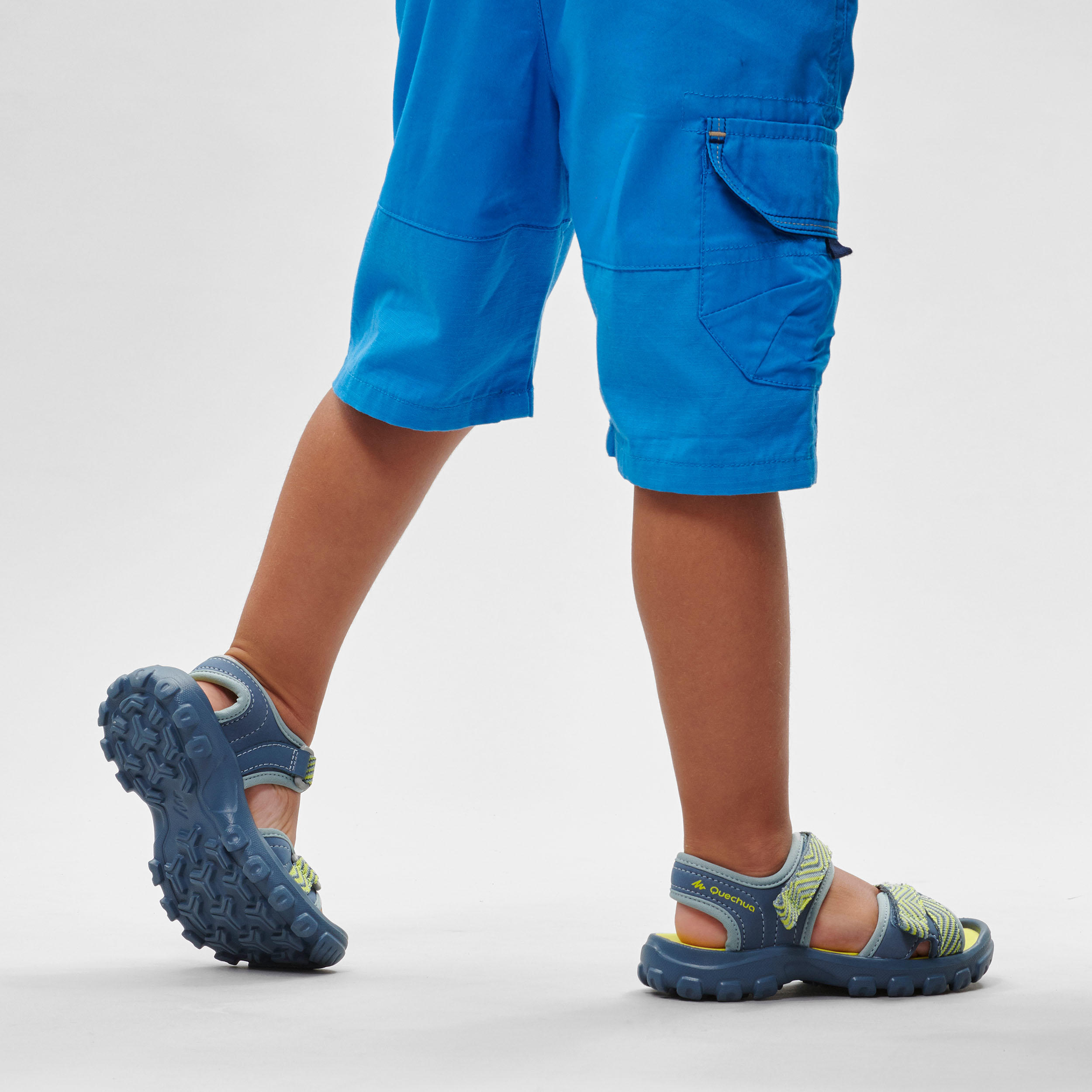 Kids’ Hiking Sandals - MH 100 Blue/Yellow - QUECHUA