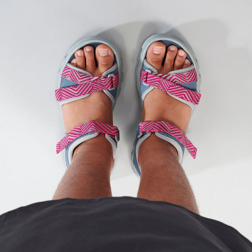 Bērnu pārgājienu sandales “MH100 TW”, zilas un rozā, bērnu izmērs 4.–12,5.