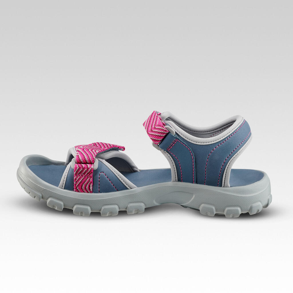 SANDALIAS SENDERISMO NIÑOS MH100 AZUL/ROSADO