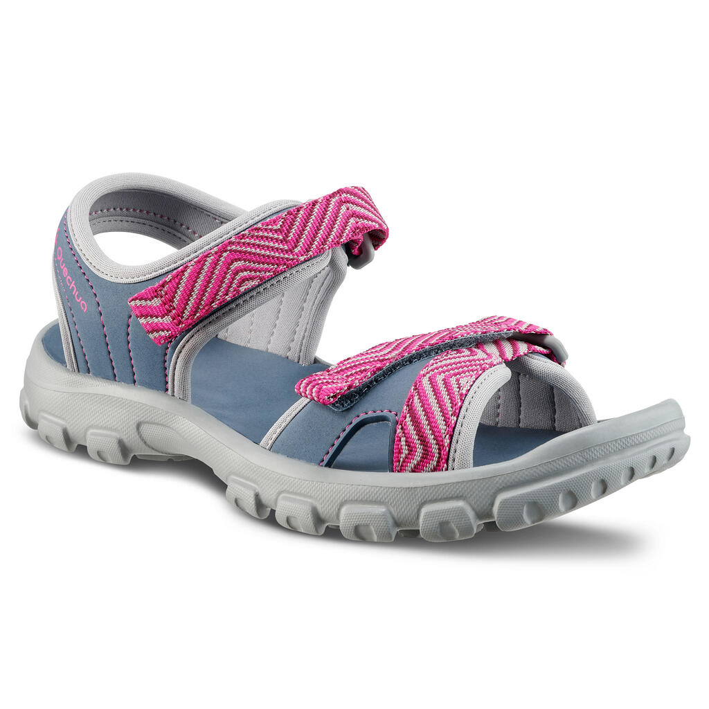 SANDALIAS SENDERISMO NIÑOS MH100 AZUL/ROSADO