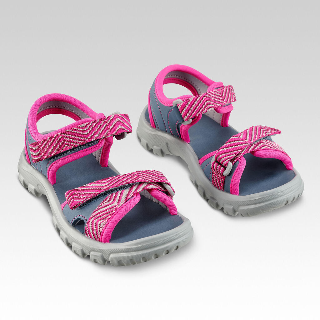 SANDALIAS DE SENDERISMO NIÑOS MH100 AZUL ROSADO