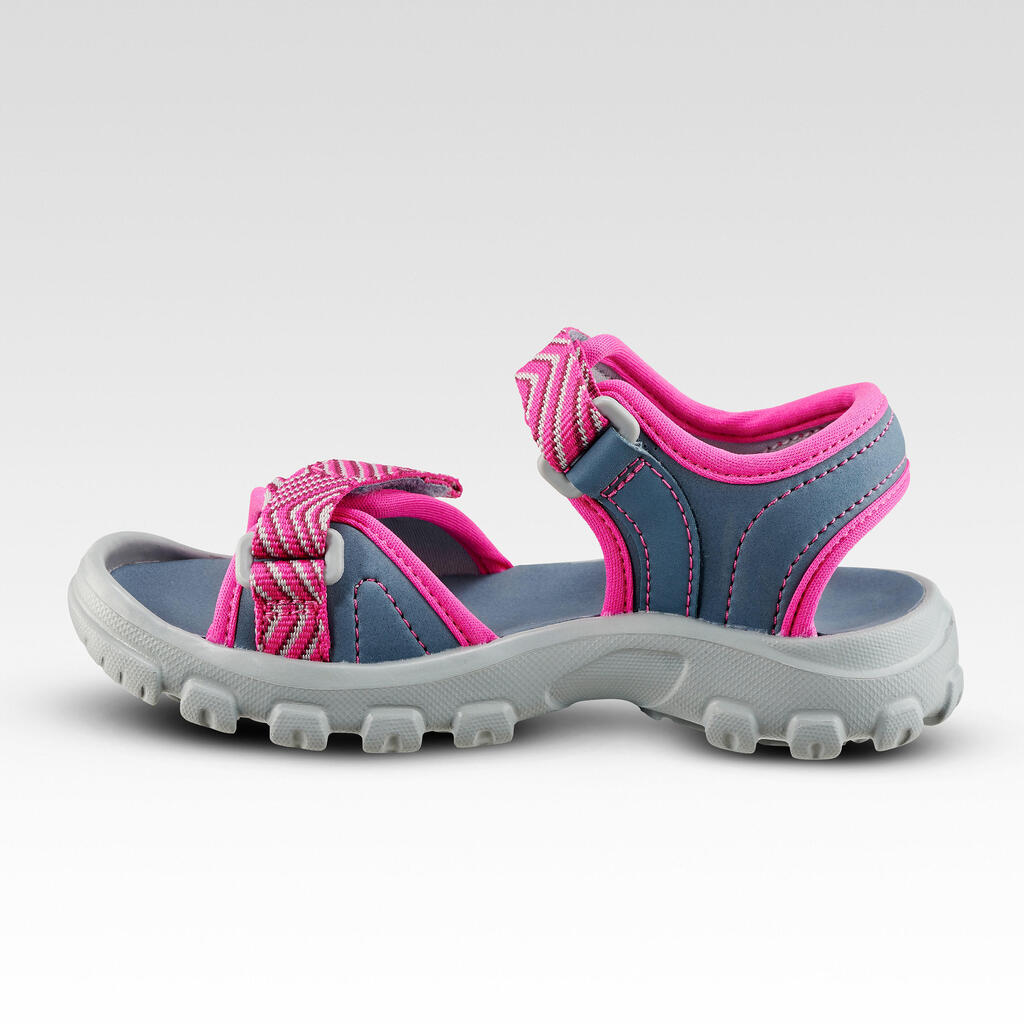 SANDALIAS DE SENDERISMO NIÑOS MH100 AZUL ROSADO