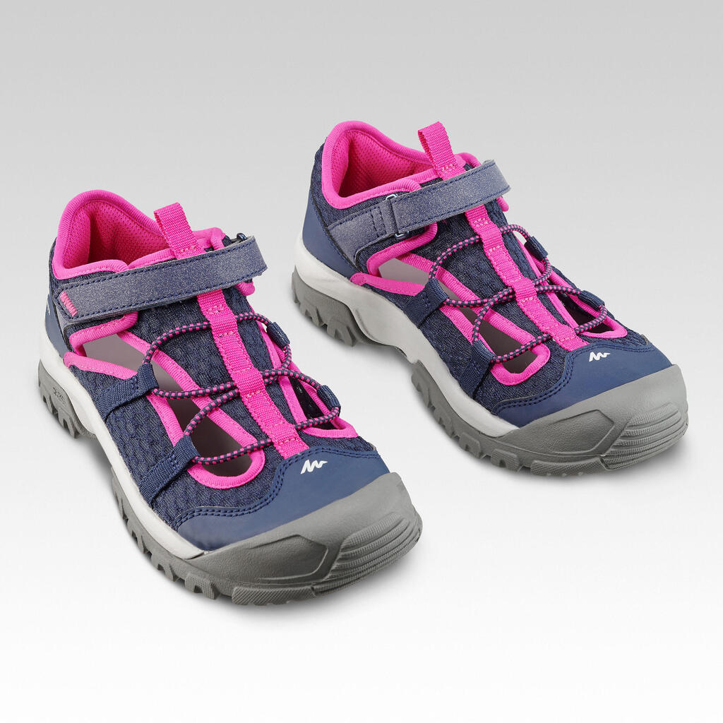 Bērnu pārgājienu sandales “MH150”, izmēri no 28. līdz 39,5., zilas/rozā