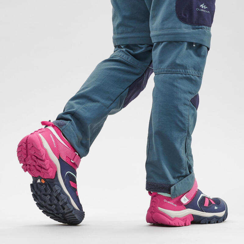 Lage schoenen voor bergwandelen meisjes Crossrock klittenband blauw/roze 24-34