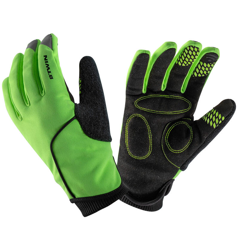 500 Kids' Cycling Gloves for Winter - Neon Yellow
