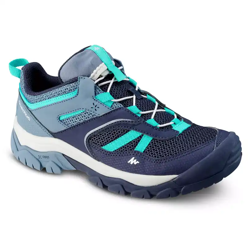 Girl's Low Lace-up Mountain Walking Shoes Crossrock - Blue