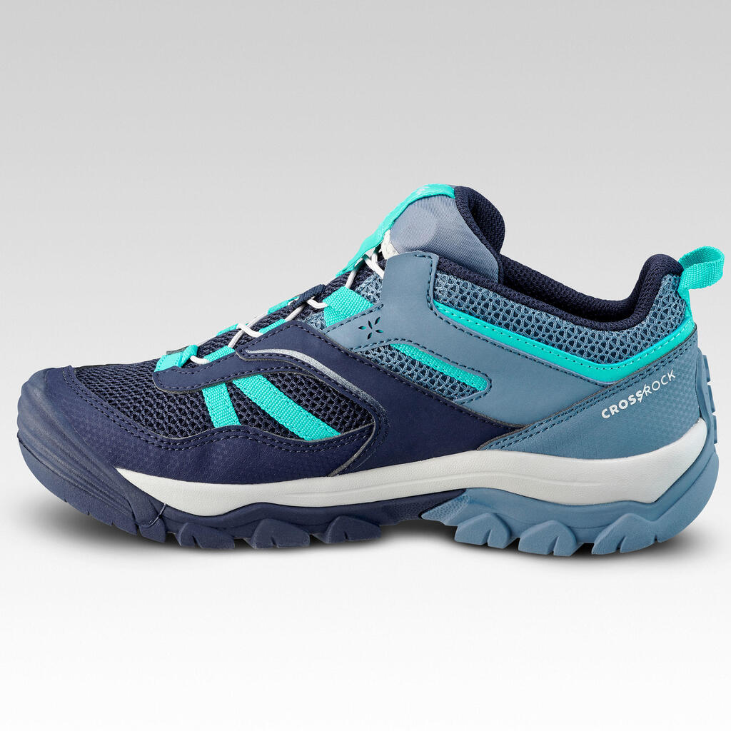 Chaussures de randonnée montagne basses lacet fille Crossrock bleue 35-38