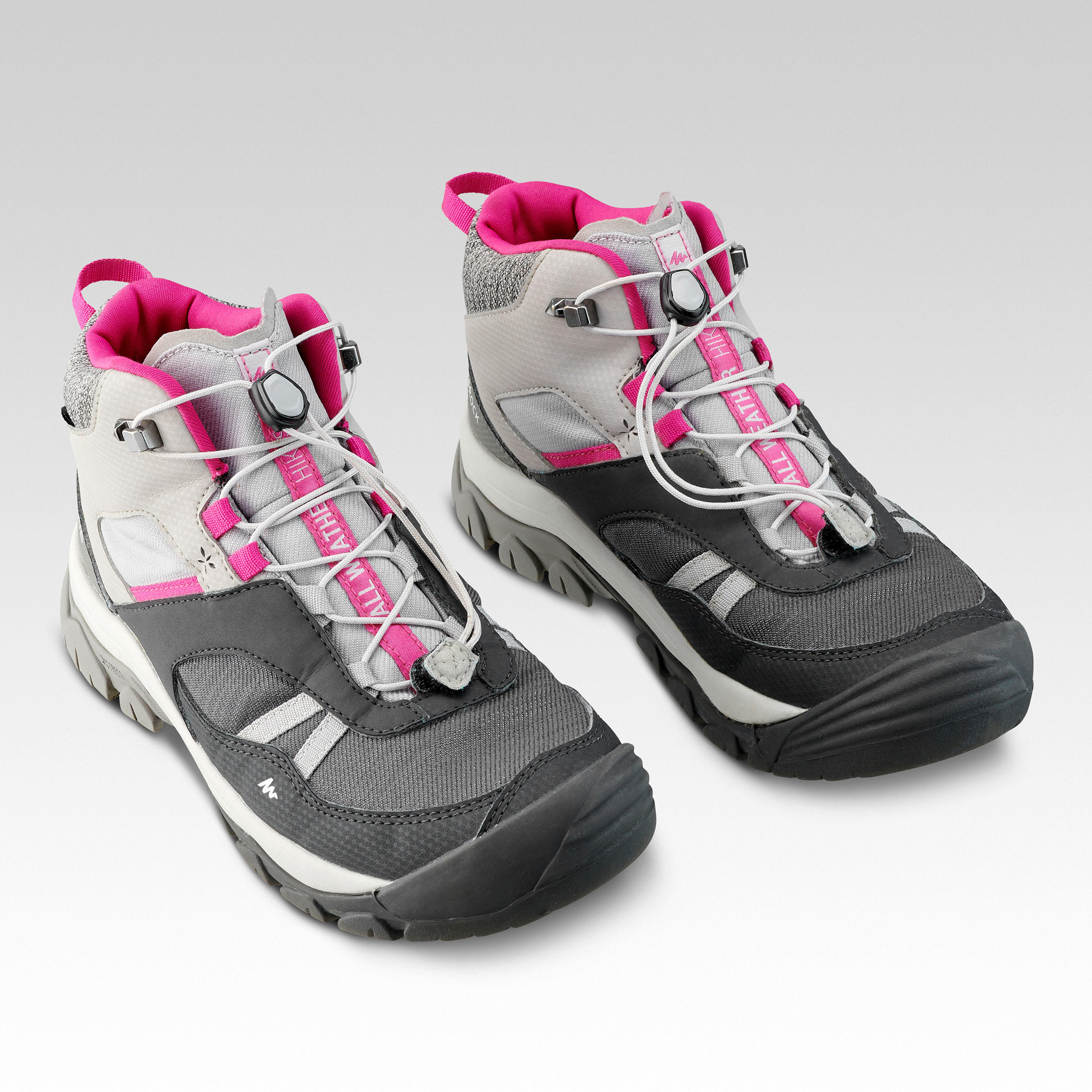 Children's waterproof lace-up walking shoes  CROSSROCK MID size 3-5 - Grey 6/9