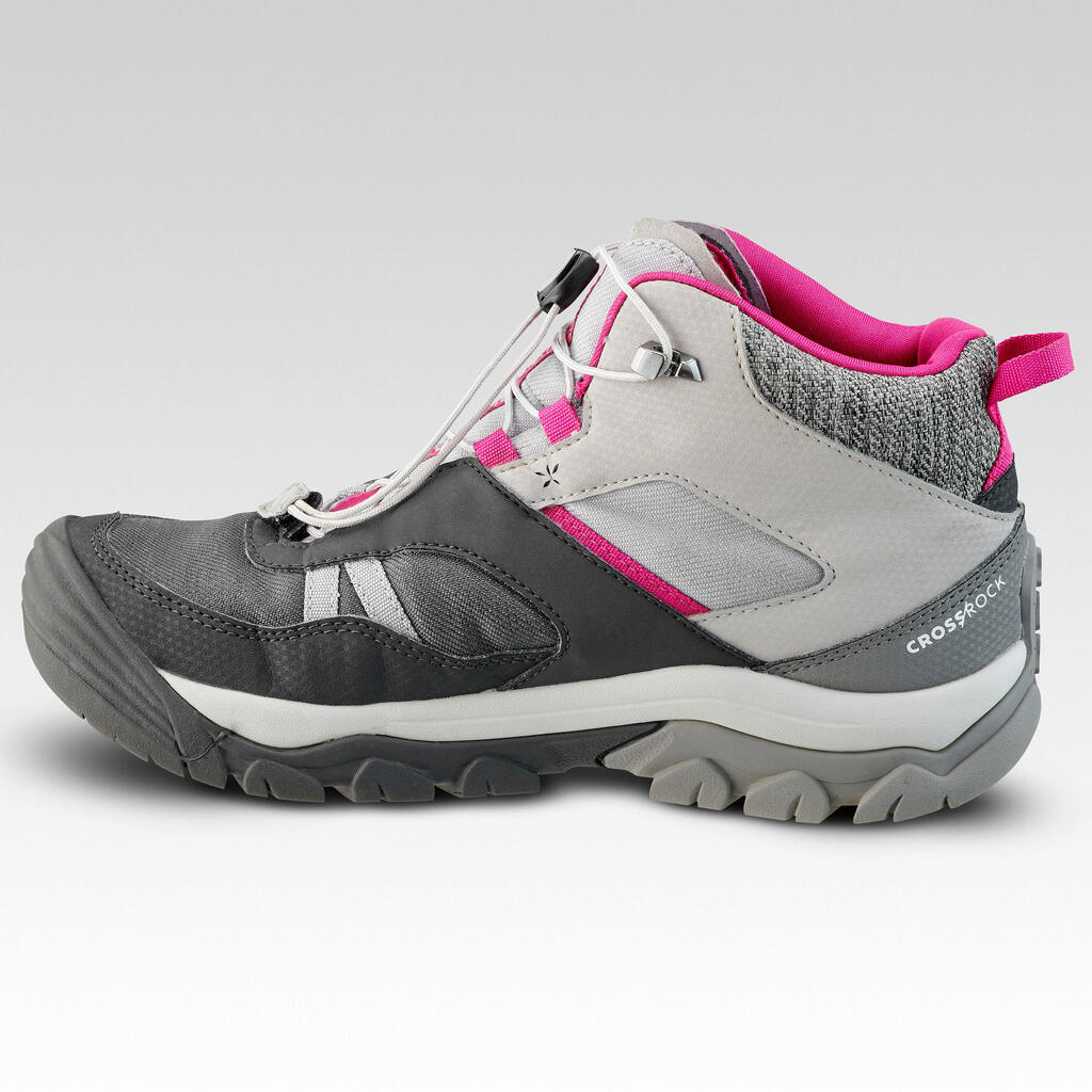 Chaussures  imperméables de randonnée enfant lacet crossrock mid grises 35-38