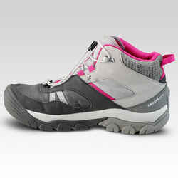 Παιδικά δετά αδιάβροχα παπούτσια πεζοπορίας CROSSROCK MID - Μεγέθη 36-38 - Γκρι