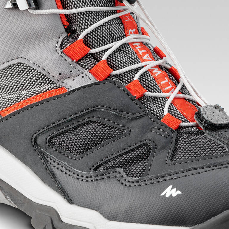 Children's waterproof laceup hiking shoes CROSSROCK MID 35 Grey
