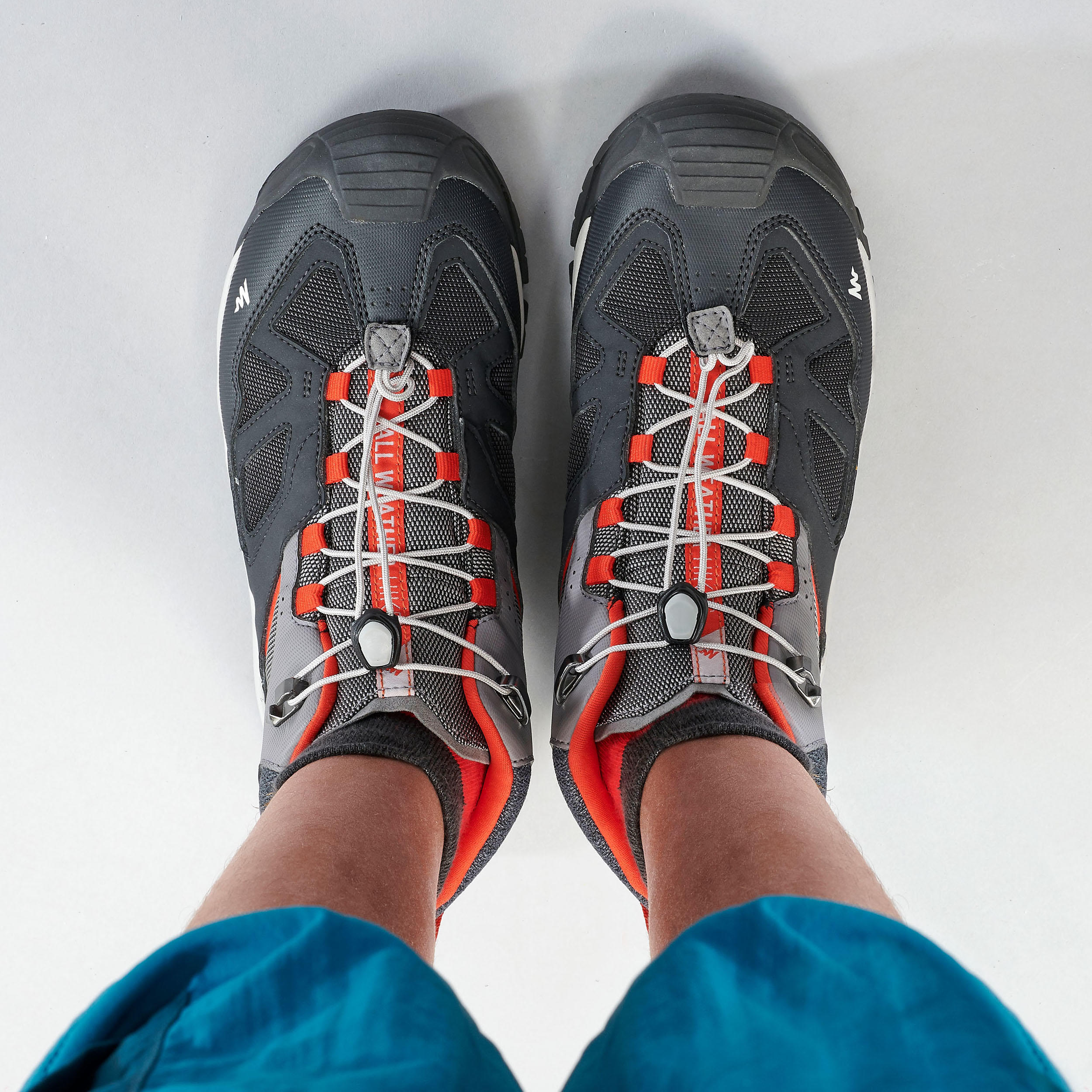Waterdichte halfhoge wandelschoenen voor kinderen Crossrock veters 35-38 grijs 9/13