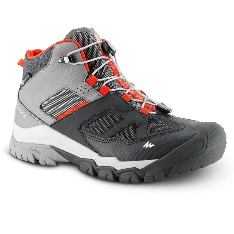 WATERPROOF LACE-UP MOUNTAIN HIKING SHOES - CROSSROCK MID - GREY - KIDS