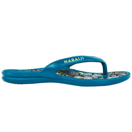 Kids Pool Flip-flops Tonga 500 Print- City Blue