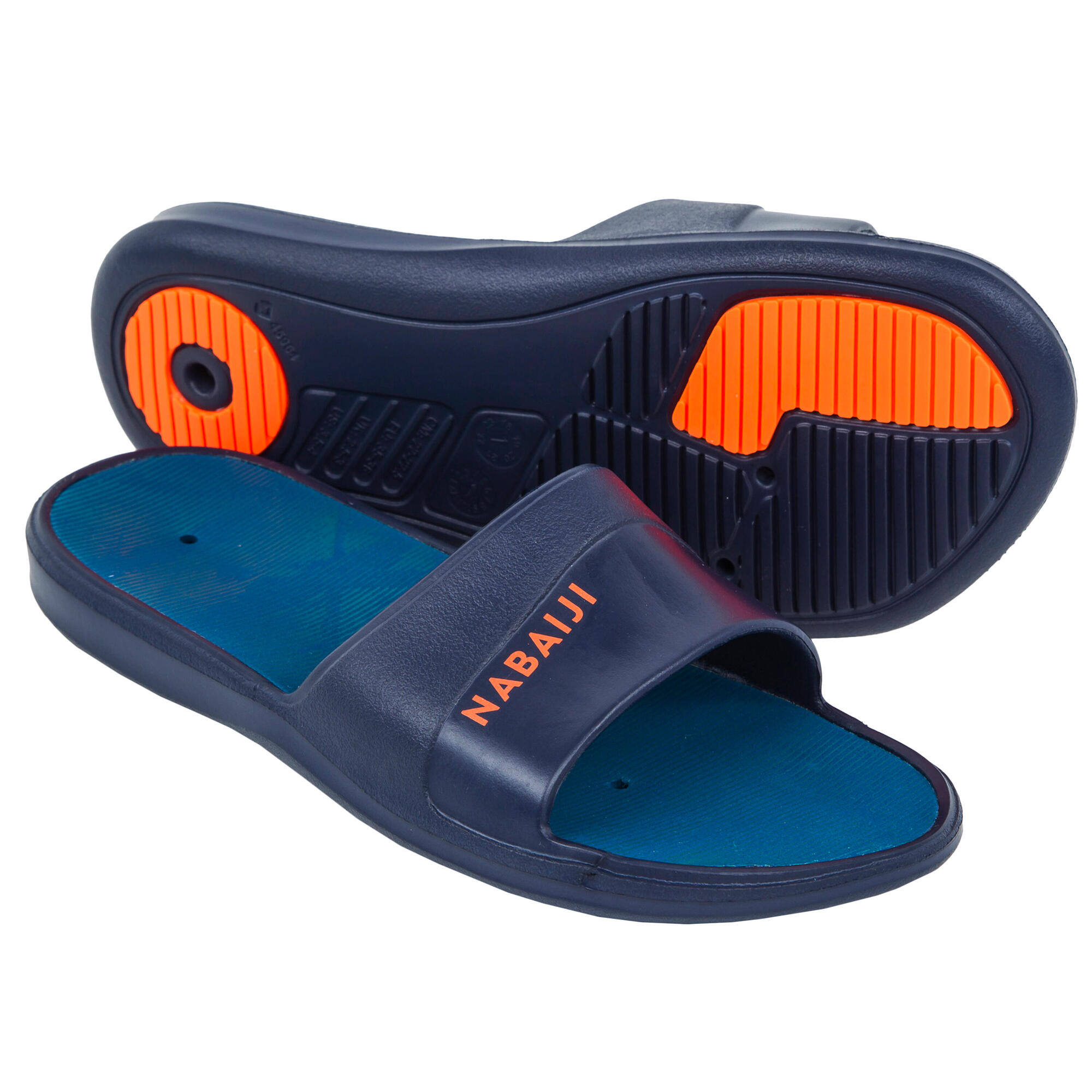 Kids Pool Sandals  Slap 500 Tex Navy Blue Nabaiji